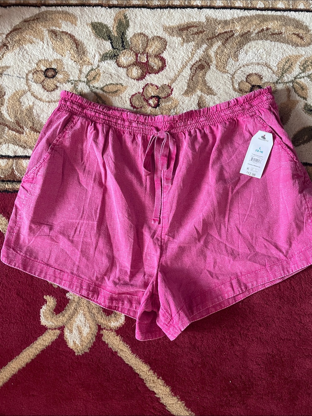 Time and Tru Hot Pink Drawstring Athletic Shorts